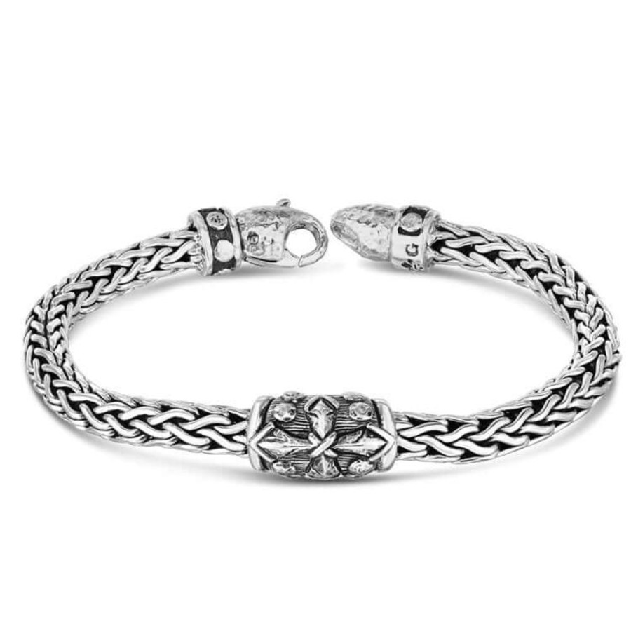 Women Phillip Gavriel | Silver Woven Chain Four Points Bracelet