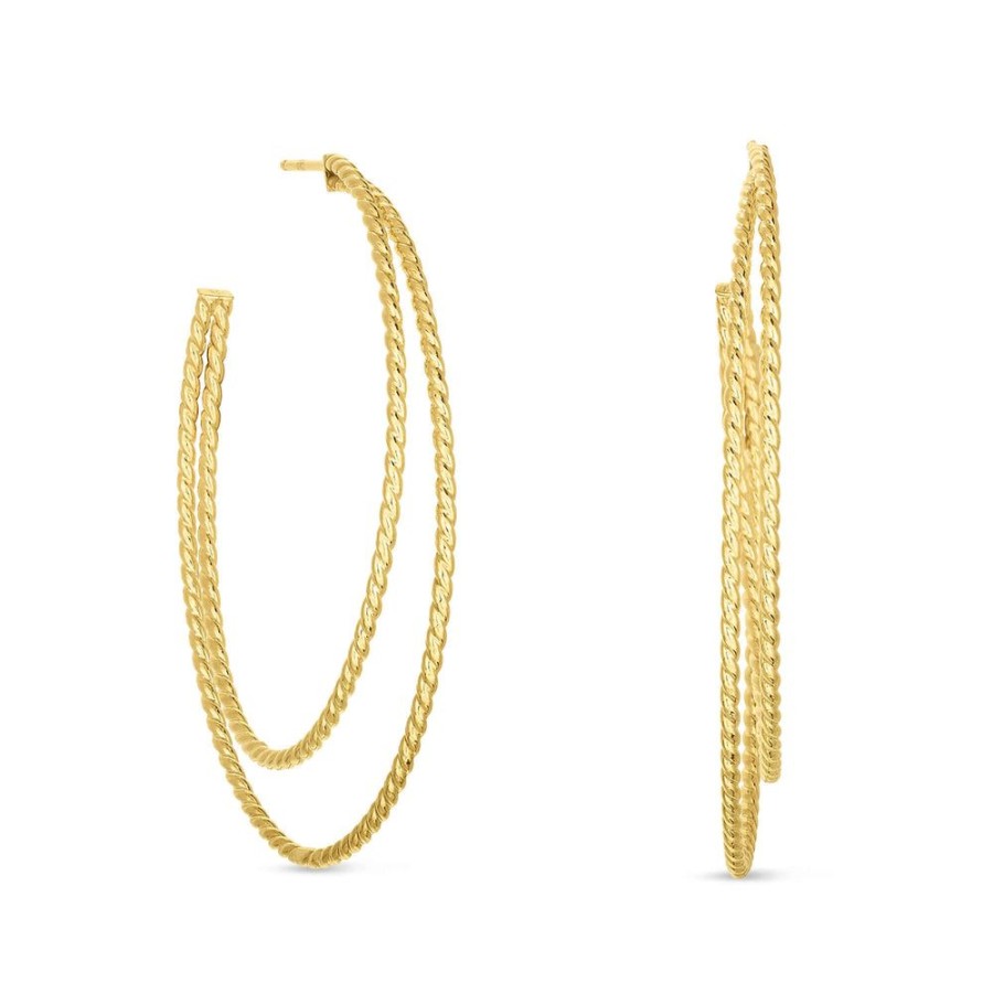 Women Phillip Gavriel | 14K Gold Extra Large Cable Double Hoop Earrings