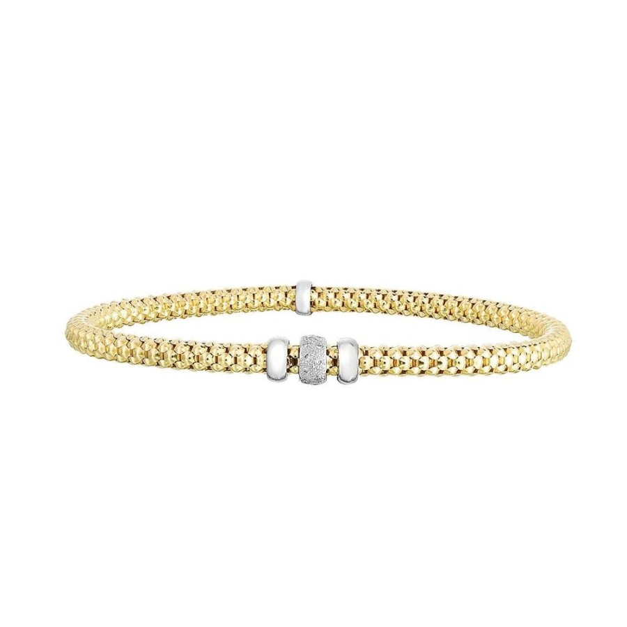 Women Phillip Gavriel | 14K Gold & Diamond Popcorn 3.8Mm Stretch Bracelet