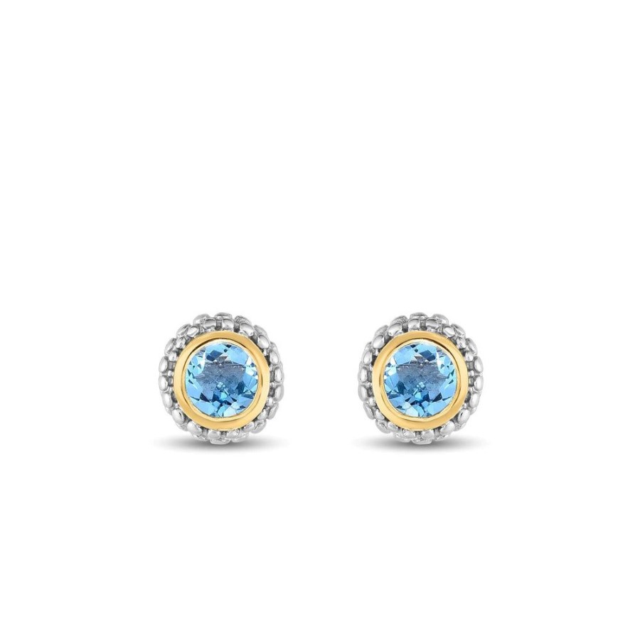 Women Phillip Gavriel | Sterling Silver & 18K Gold Popcorn Birthstone Stud Earrings