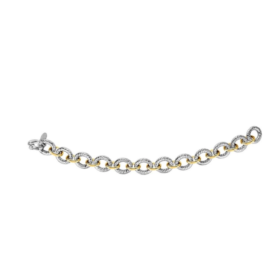 Women Phillip Gavriel | Silver & 18K Gold Italian Cable Oval Link Chain Bracelet