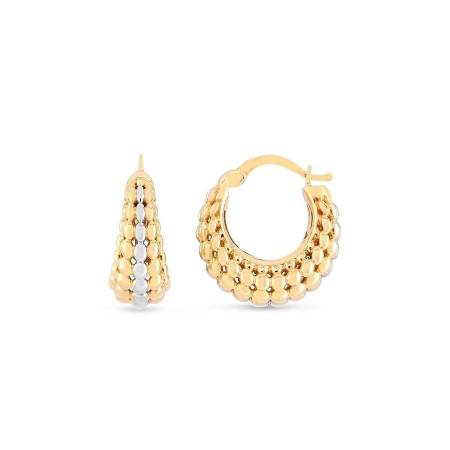 Women Phillip Gavriel | 14K Gold Two-Tone Popcorn Bead Hoops