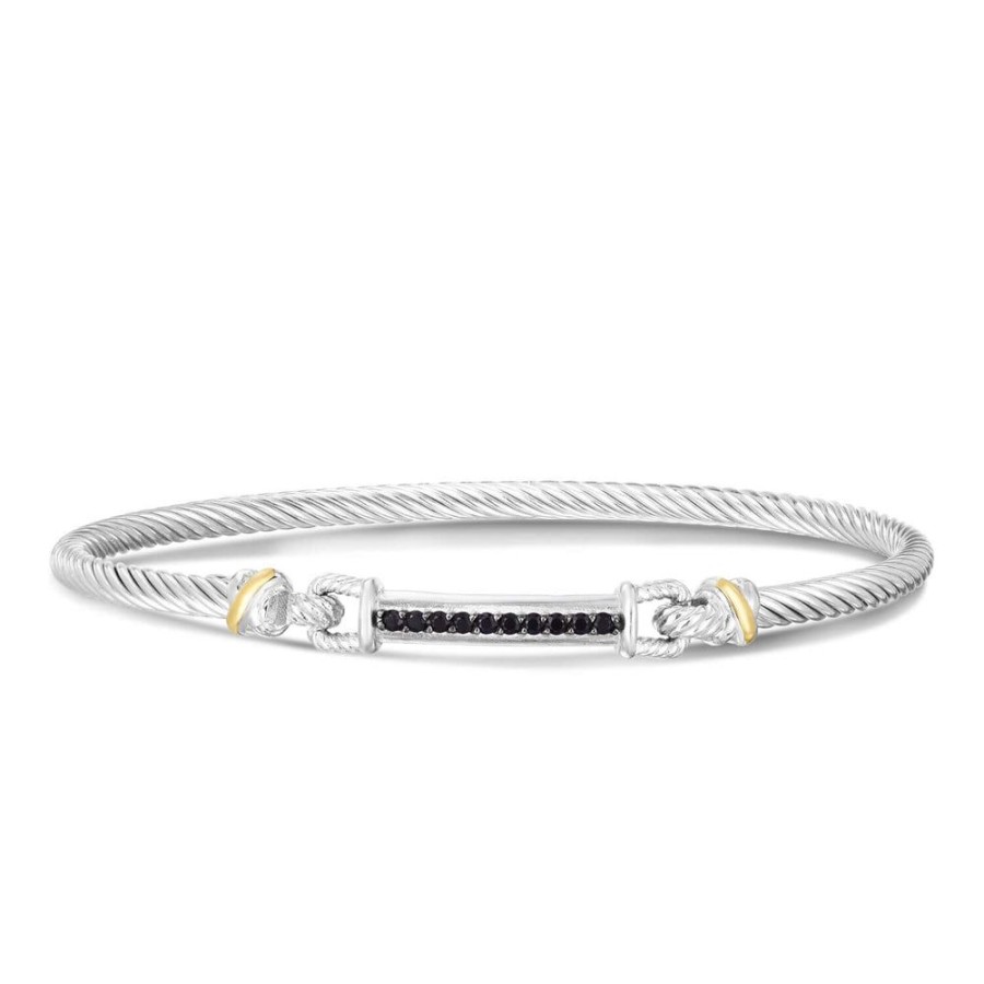 Women Phillip Gavriel | Silver & 18K Black Spinel Bar Bracelet