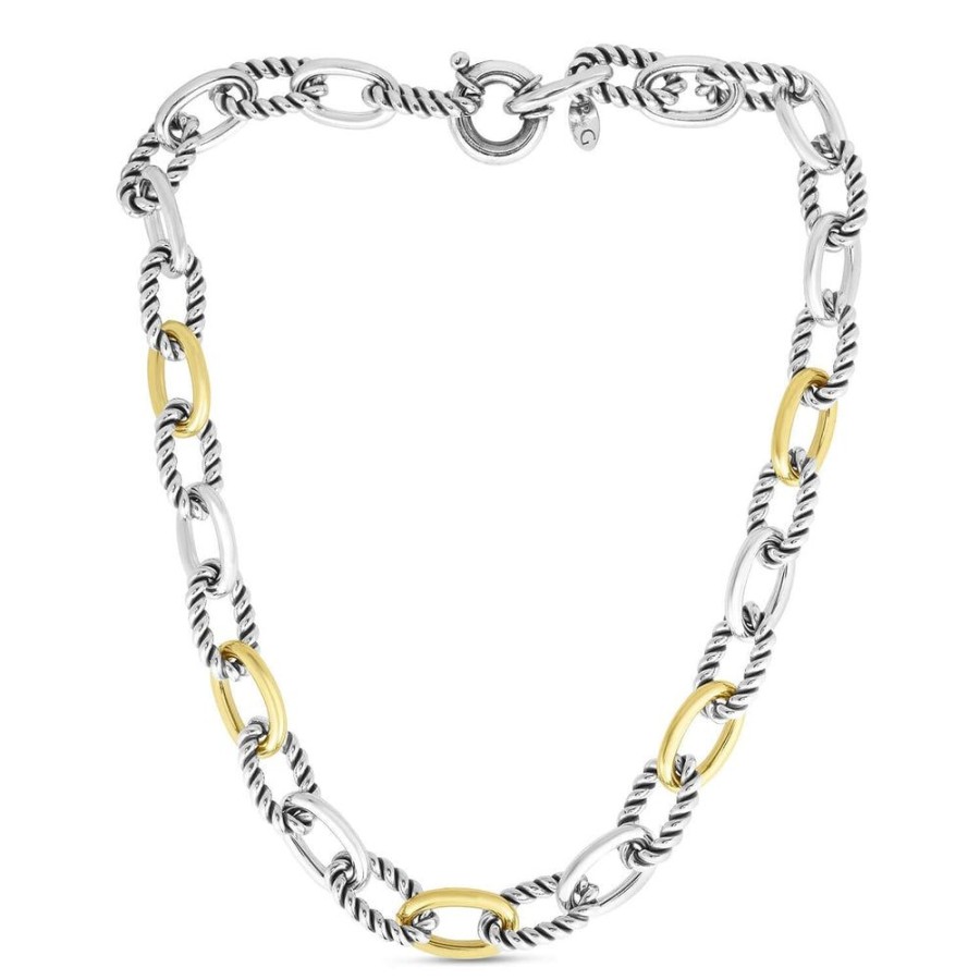 Women Phillip Gavriel | Silver & 18K Gold Oval Cable Link Necklace