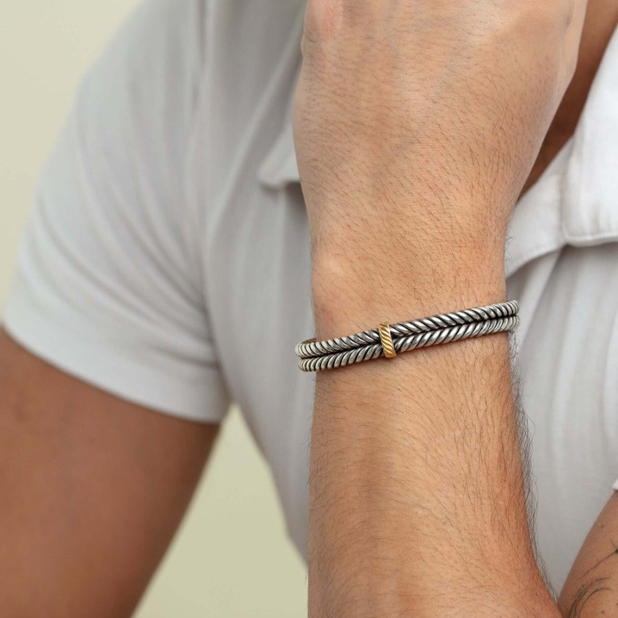 Men Phillip Gavriel | Silver & 18K Gold Leonardo Men'S Bracelet