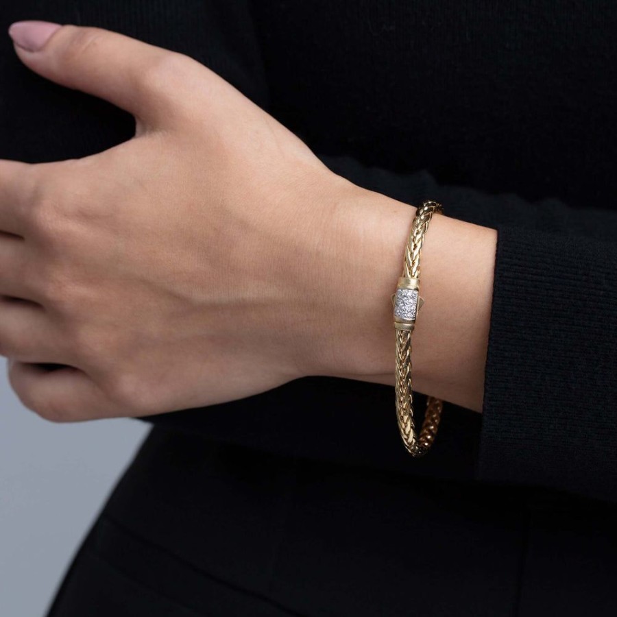 Women Phillip Gavriel | 14K Gold & Diamond 4.5Mm Woven Bracelet