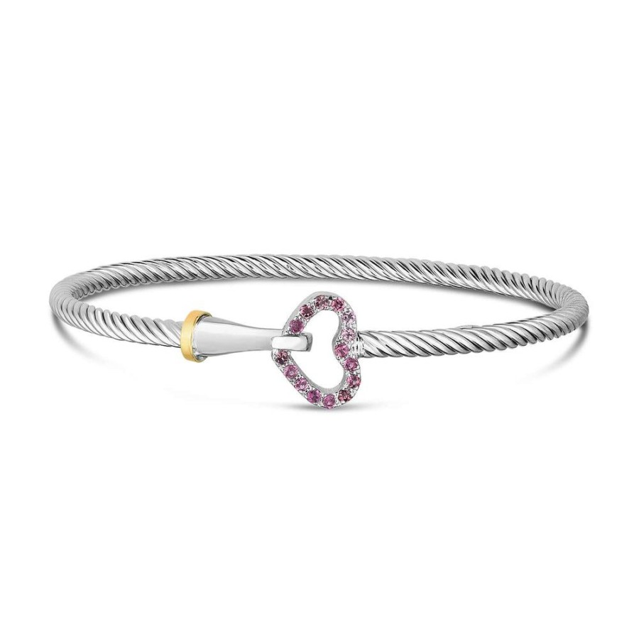 Women Phillip Gavriel | Silver & 18K Gold Ruby Heart Bangle