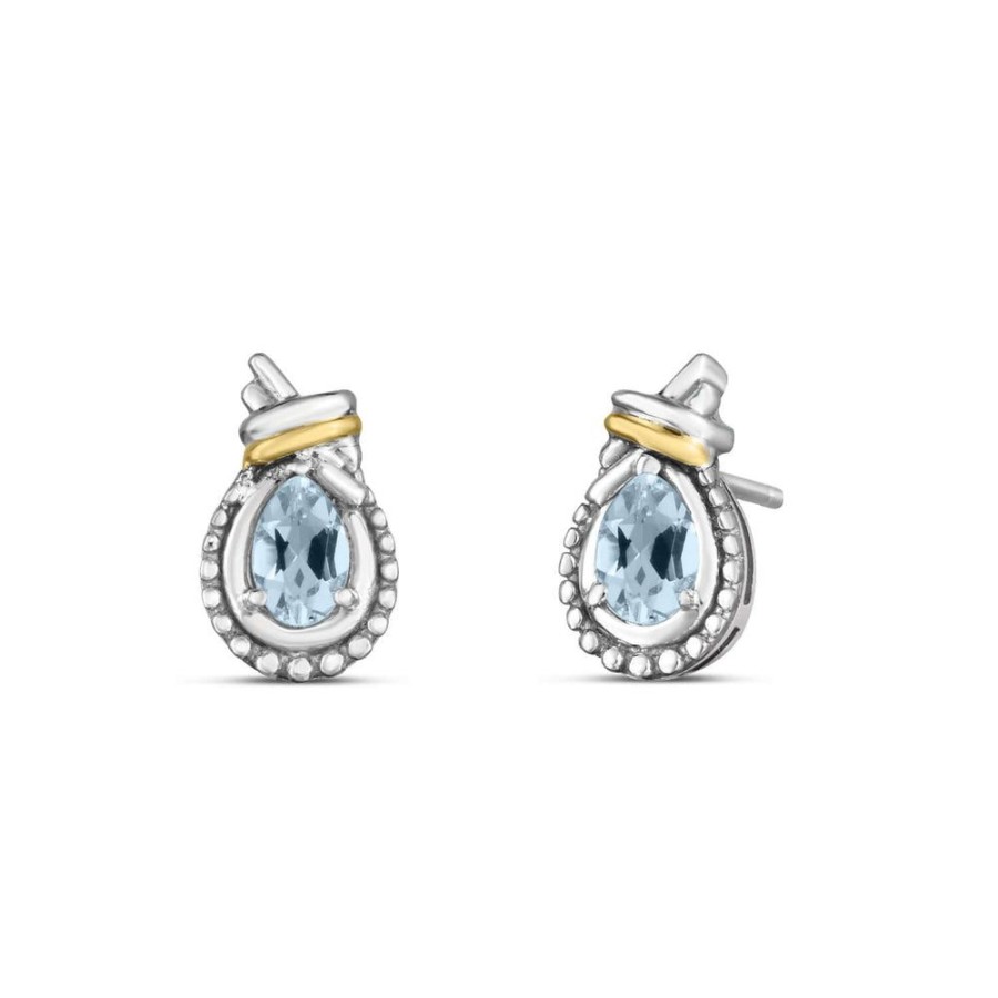 Women Phillip Gavriel | Silver & 18K Gold Popcorn Love Knot Birthstone Earrings