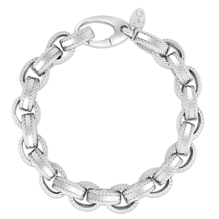 Men Phillip Gavriel | Silver Cable Edge Rolo Chain Bracelet