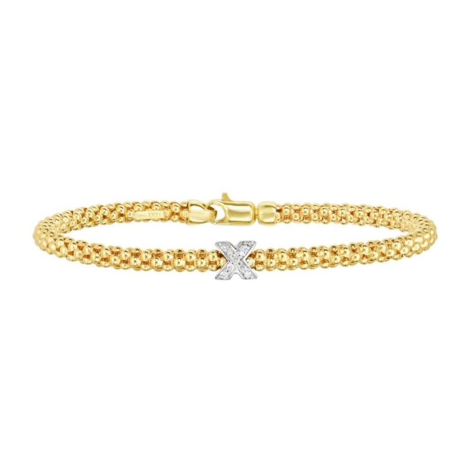 Women Phillip Gavriel | 14K Gold & Diamond Popcorn Diamond X Bracelet