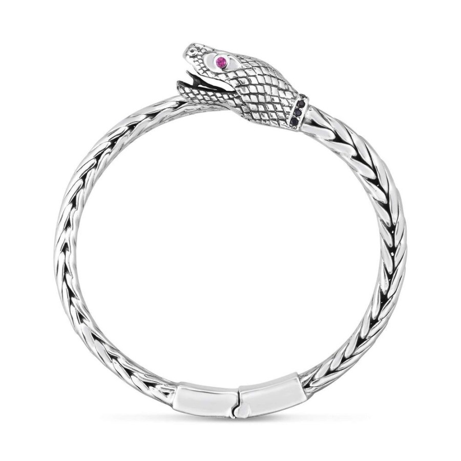 Women Phillip Gavriel | Woven Creatures Snake Bangle With Black Sapphire & Ruby