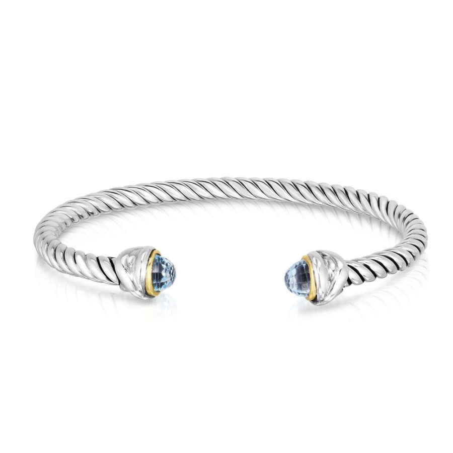 Women Phillip Gavriel | Sterling Silver & 18K Gold Classica Italian Cable Bangle