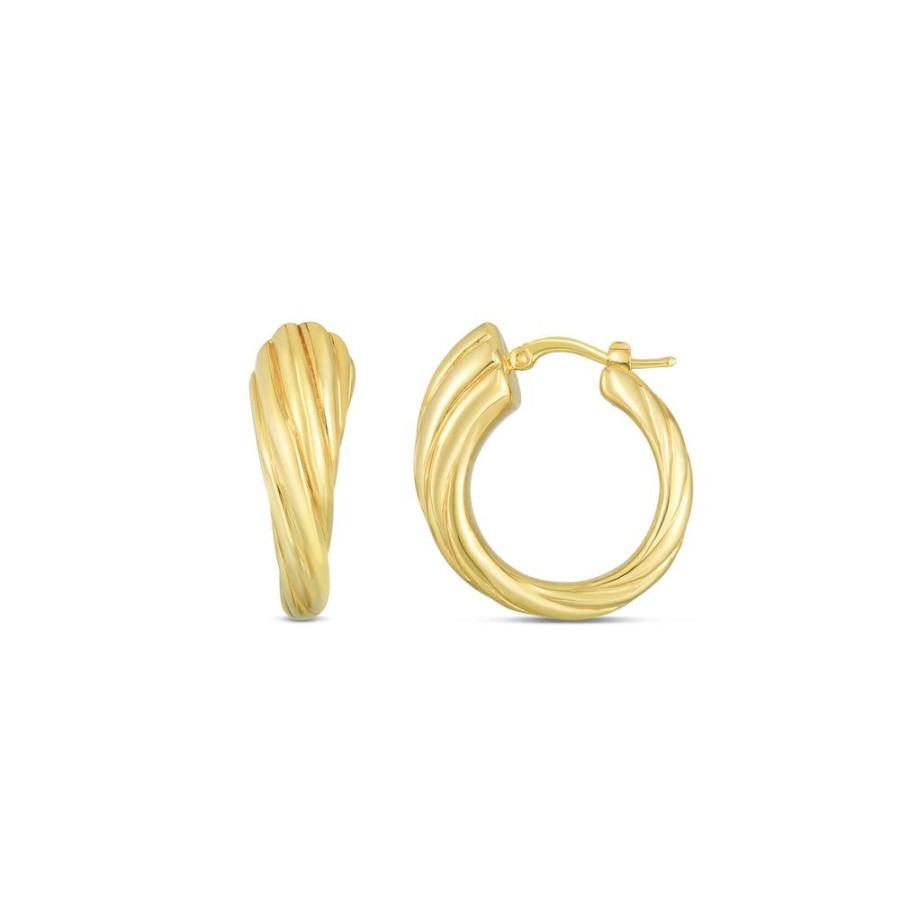 Women Phillip Gavriel | 14K Gold Sculpted Cable Hoop Earrings