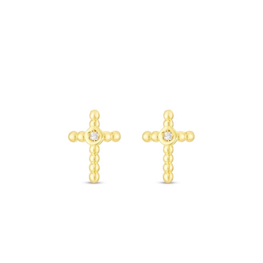 Women Phillip Gavriel | 14K Gold & Diamond Cross Earrings