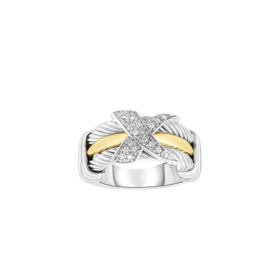 Women Phillip Gavriel | Diamond Cable X Ring In Silver & 18K Gold