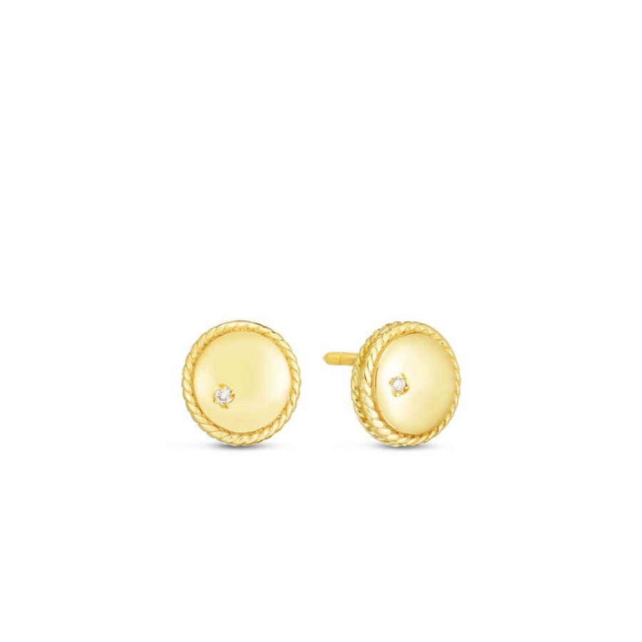 Women Phillip Gavriel | 14K Gold & Diamond Round Piccolini Cable Earrings