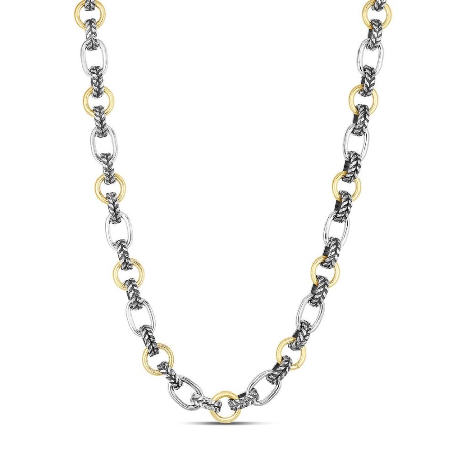 Women Phillip Gavriel | Silver & 18K Gold Mixed Link Cable Necklace