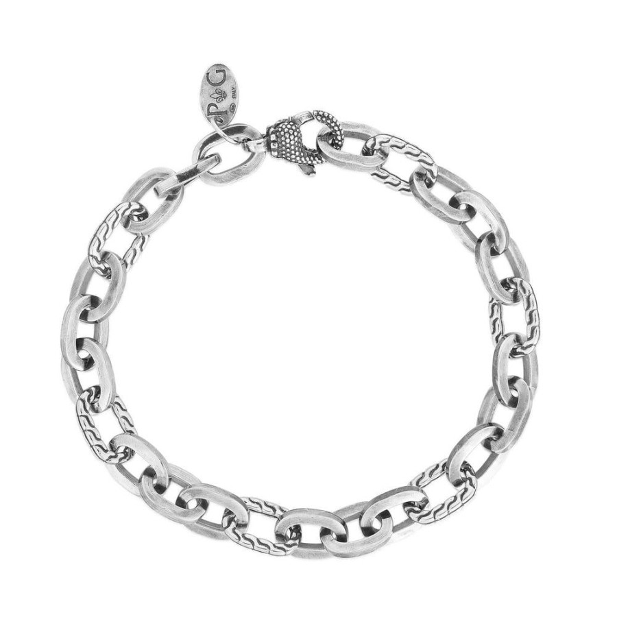 Men Phillip Gavriel | Silver Polished & Woven Paperclip Link Bracelet