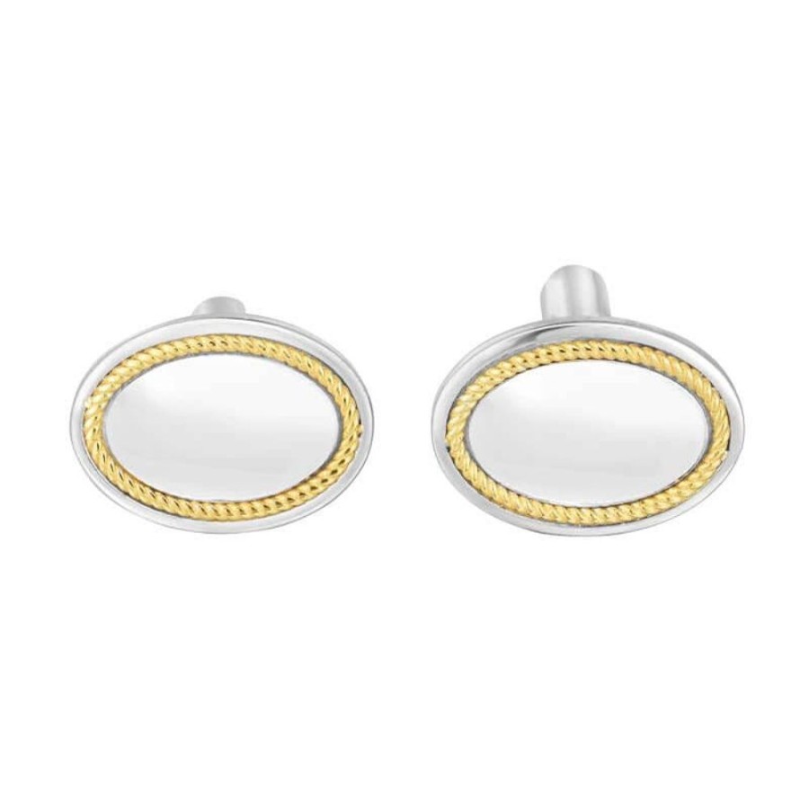 Men Phillip Gavriel | Silver & 18K Gold Oval Cufflinks