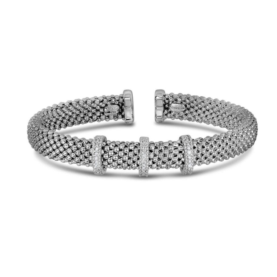 Women Phillip Gavriel | Silver & Diamond Popcorn Bar Bangle