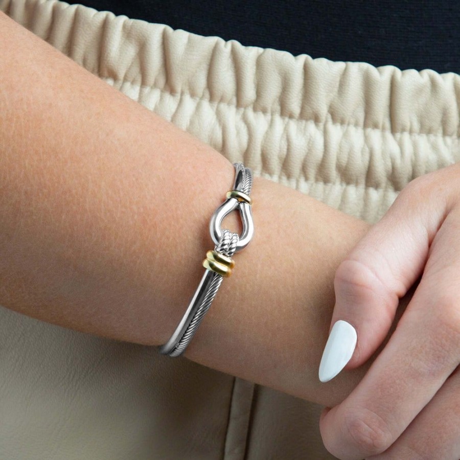 Women Phillip Gavriel | Silver & 18K Gold Italian Cable Horsebit Bracelet