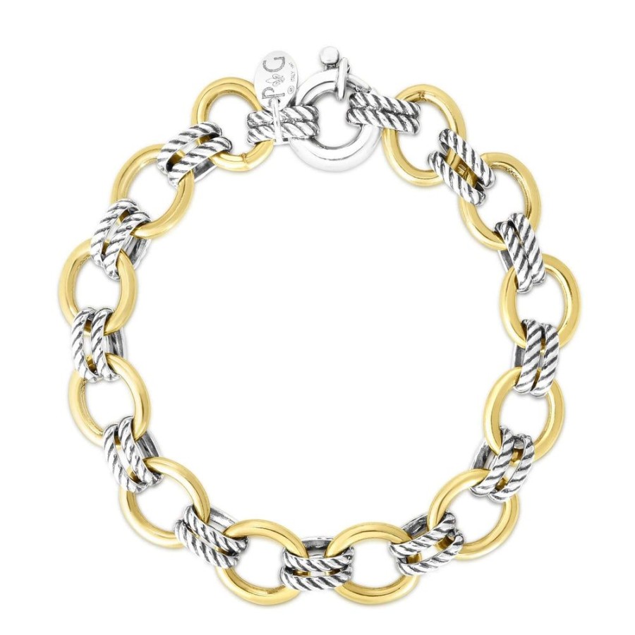 Women Phillip Gavriel | Silver & 18K Gold Cable Doppia Link Chain Bracelet