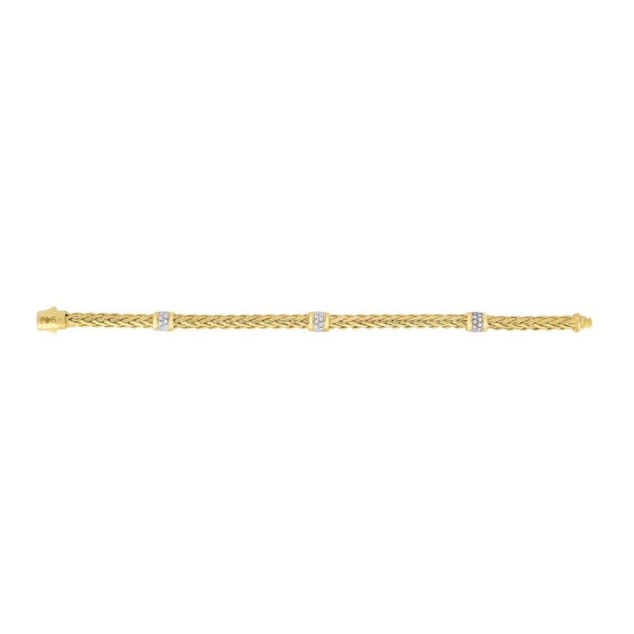 Women Phillip Gavriel | 14K Gold & Diamond Woven Chain Station Bracelet