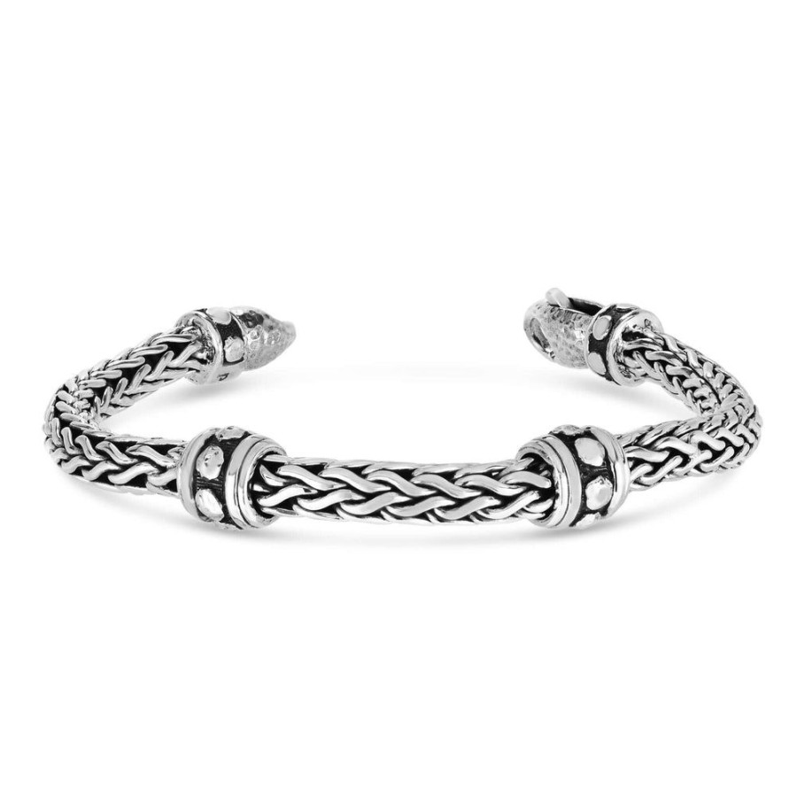 Men Phillip Gavriel | Silver Woven Chain Stud Men'S Bracelet