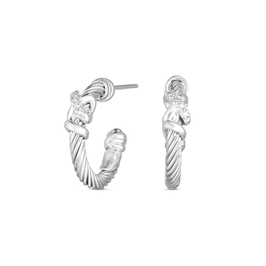 Women Phillip Gavriel | Silver & Diamond Cable Filo Earrings