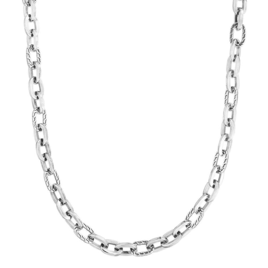 Men Phillip Gavriel | Silver Polished & Woven Paperclip Link Necklace