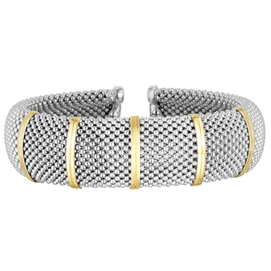 Women Phillip Gavriel | Silver & 18K Gold Bold Popcorn Cuff Bracelet