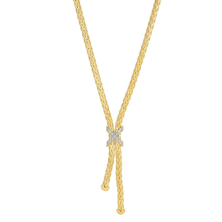 Women Phillip Gavriel | 14K Gold & Diamond Woven Chain X Necklace