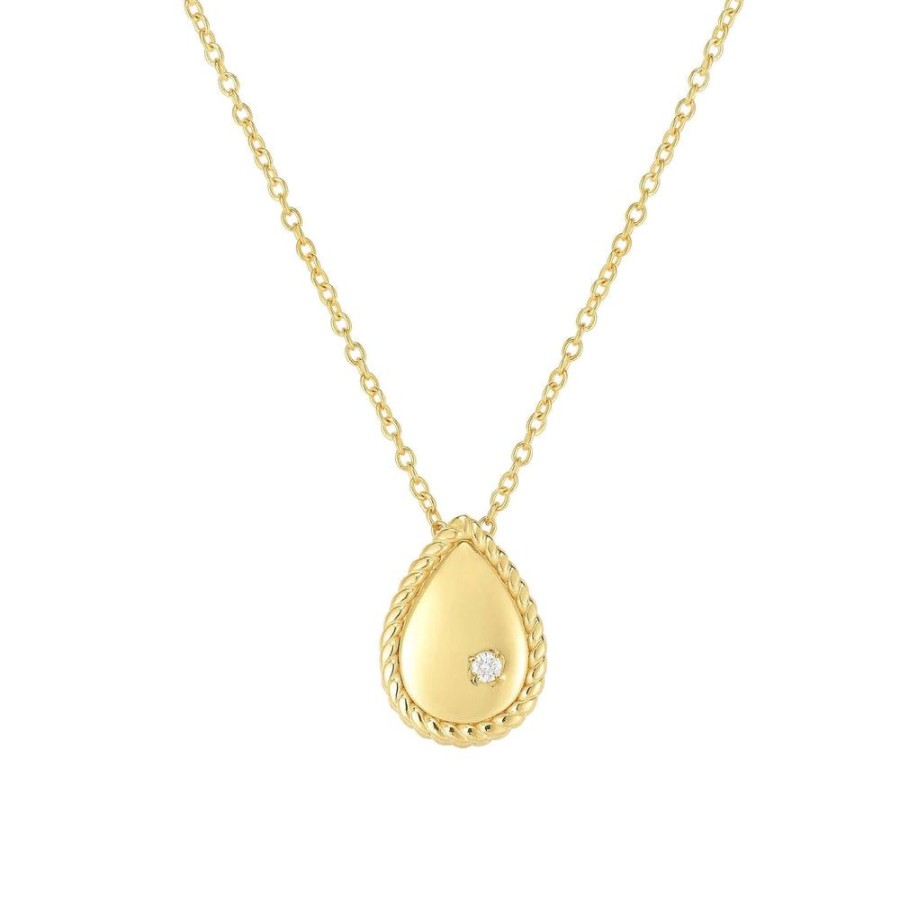 Women Phillip Gavriel | 14K Gold & Diamond Teardrop Cable Pendant