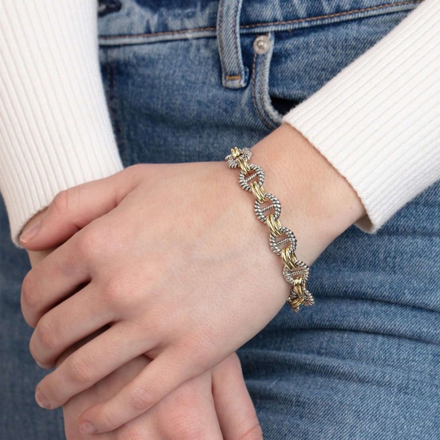 Women Phillip Gavriel | Silver & 18K Gold Cable Mariner Link Bracelet