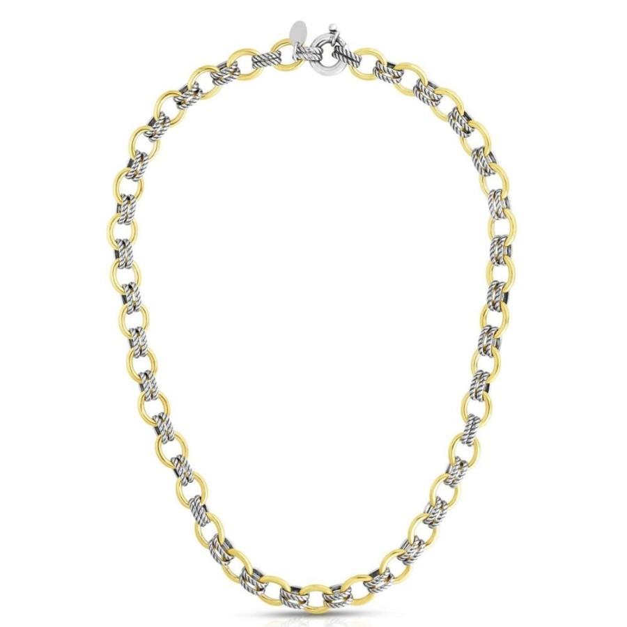 Women Phillip Gavriel | Silver & 18K Gold Cable Doppia Link Chain Necklace