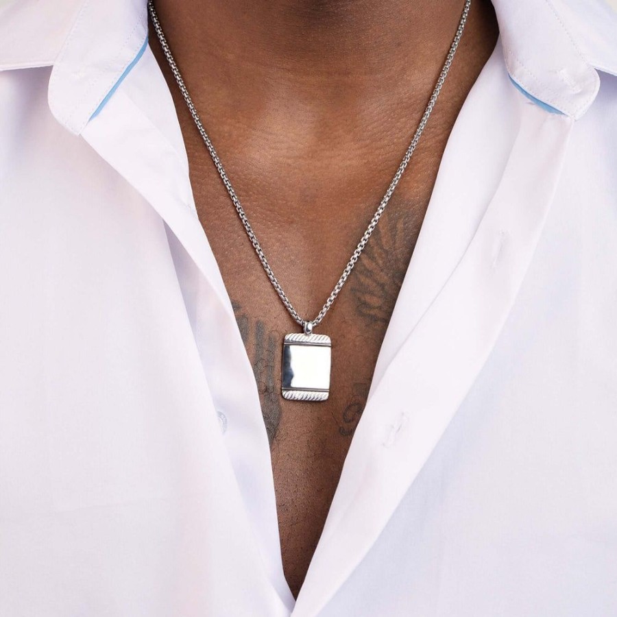 Men Phillip Gavriel | Silver Cable Tag Necklace