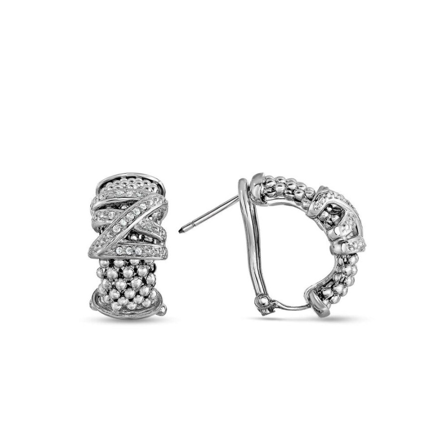 Women Phillip Gavriel | Silver & Diamond Popcorn Tally Hug Earrings