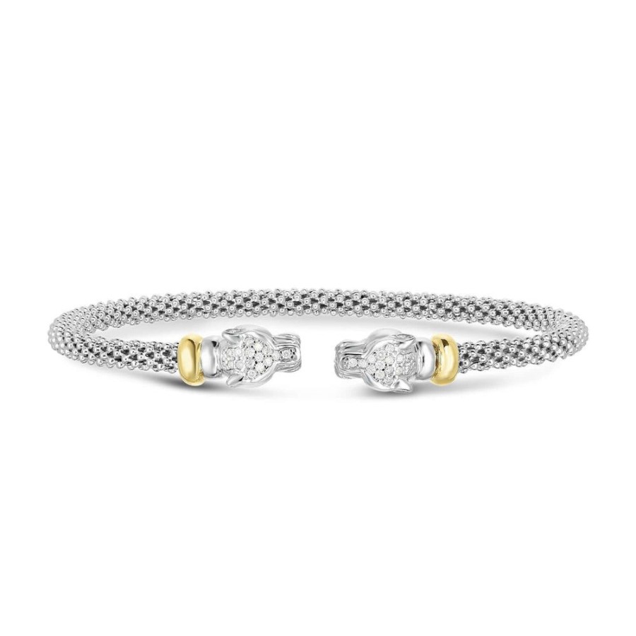 Women Phillip Gavriel | Silver & 18K Gold Diamond Panther Bracelet