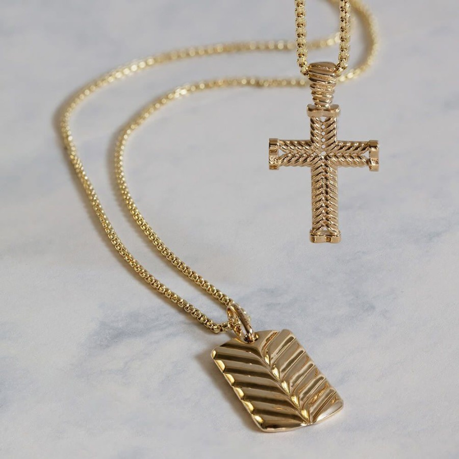 Men Phillip Gavriel | 14K Gold Cross Necklace