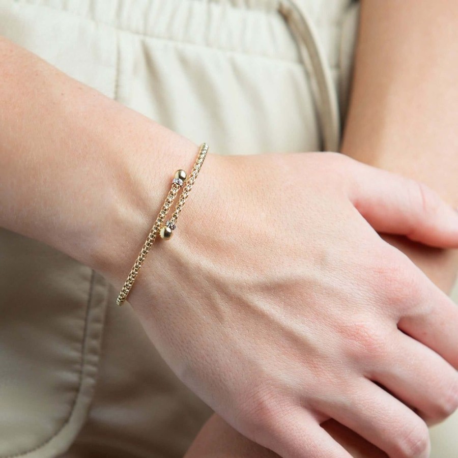 Women Phillip Gavriel | 14K Gold Popcorn Bead Petite Bypass Bangle