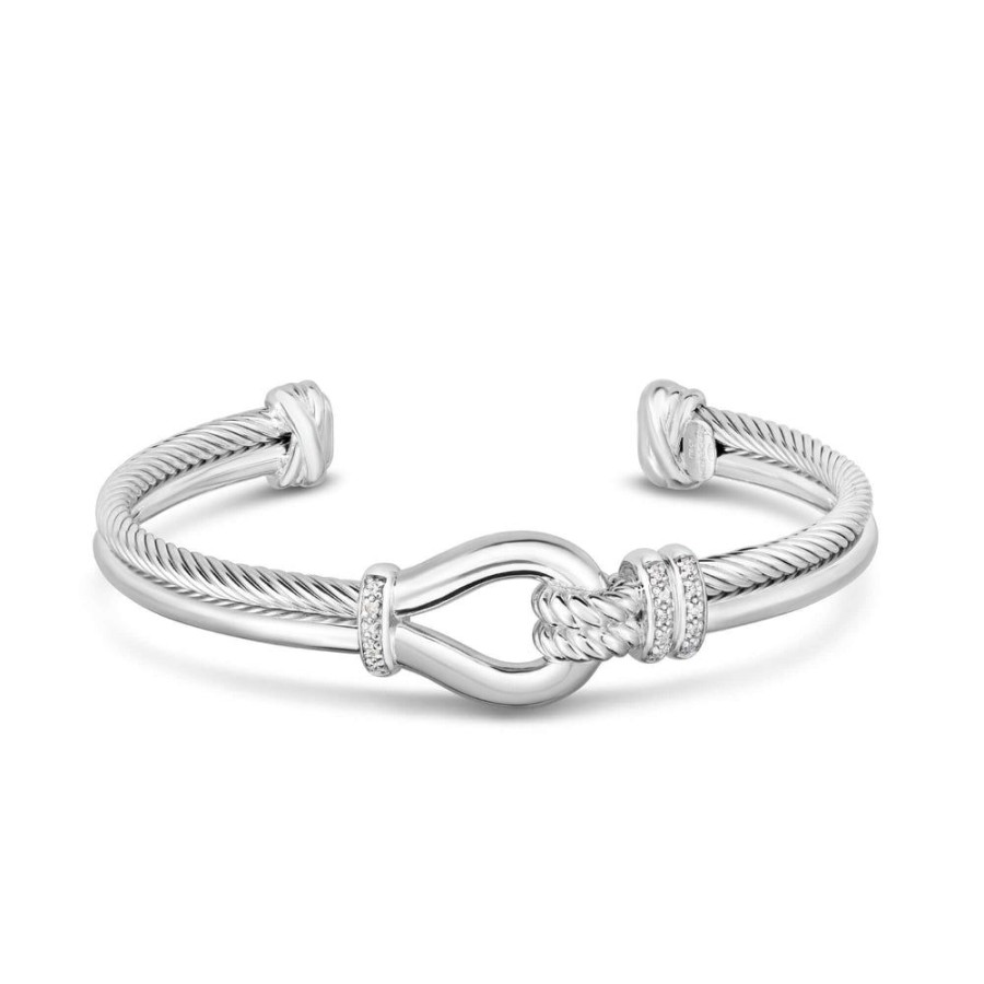 Women Phillip Gavriel | Sterling Silver & Diamond Horsebit Bangle