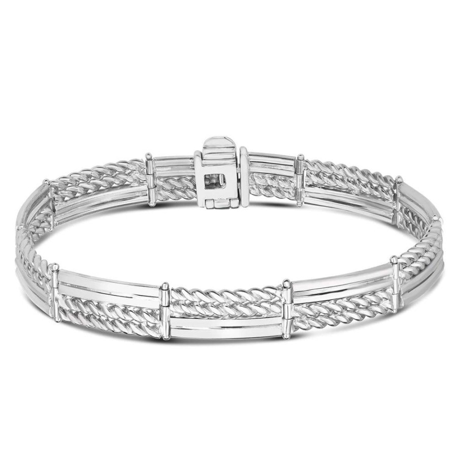 Men Phillip Gavriel | Silver Polished & Cable Link Bracelet