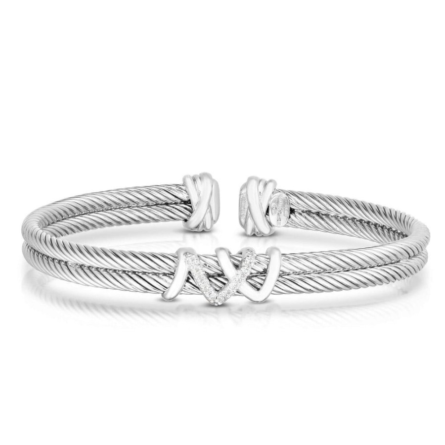 Women Phillip Gavriel | Silver & Diamond Italian Cable Double Filo Bracelet