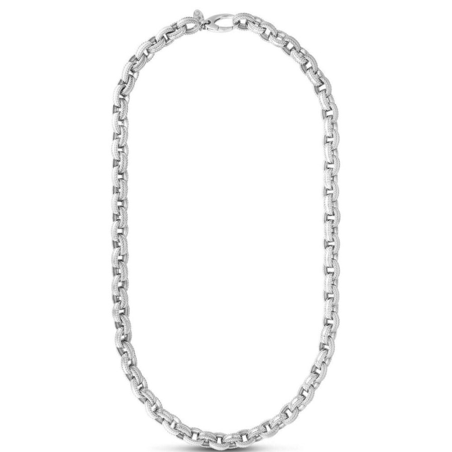 Men Phillip Gavriel | Silver Cable Edge Rolo Chain Necklace