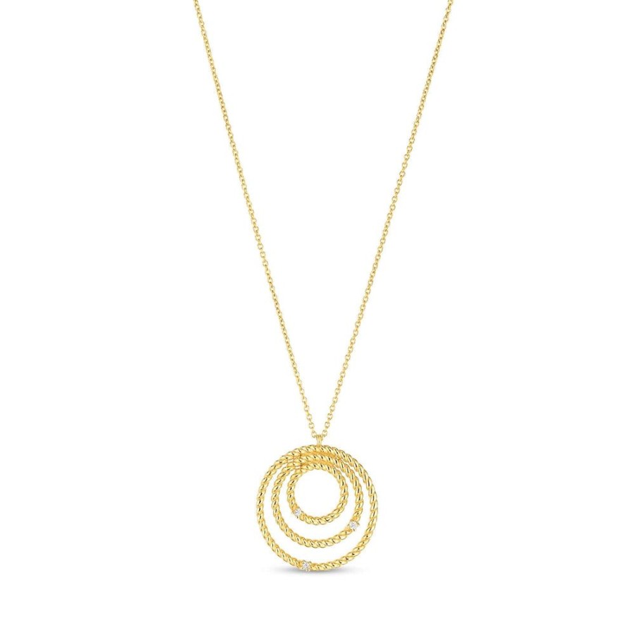 Women Phillip Gavriel | 14K Diamond Cable Circle Pendant Necklace