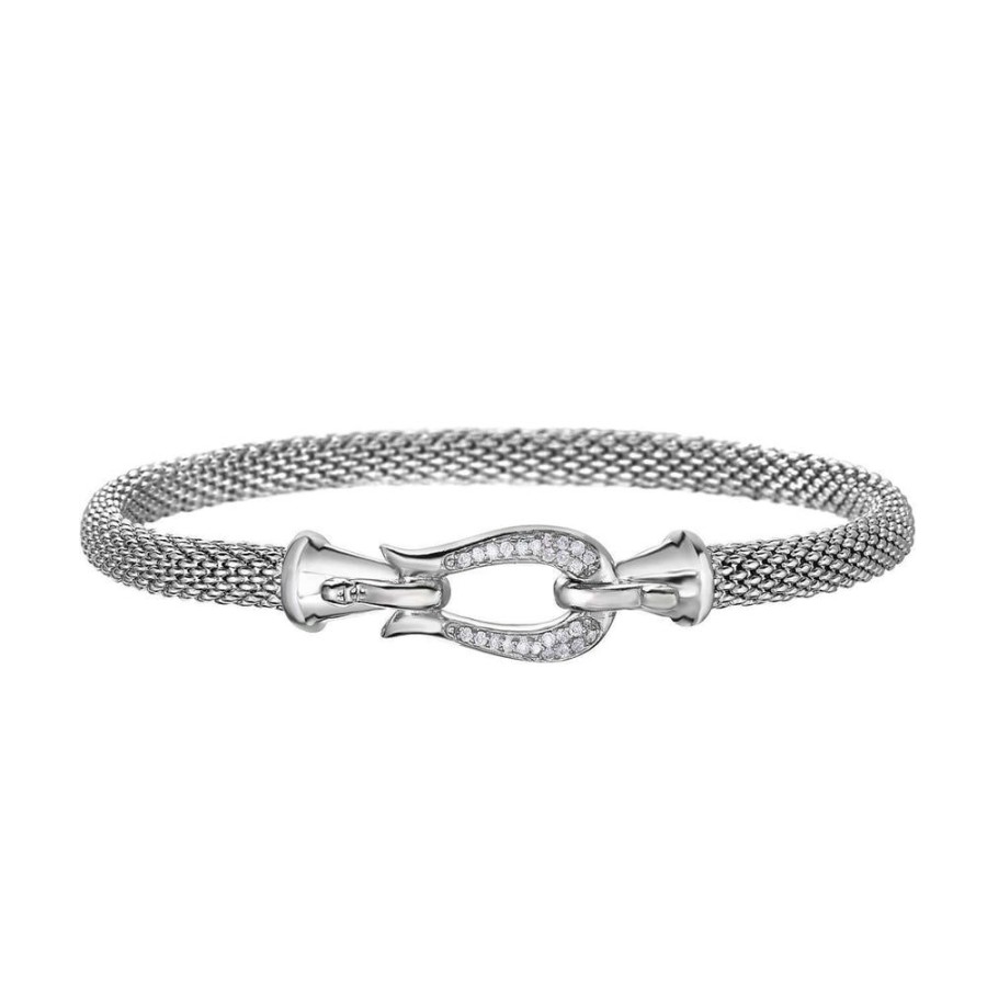 Women Phillip Gavriel | Silver & Diamond Popcorn Horsebit Bracelet