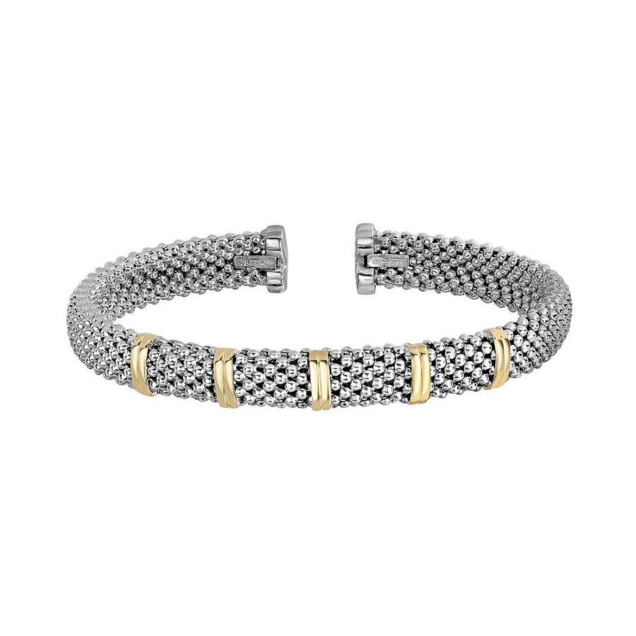 Women Phillip Gavriel | Sterling Silver & 18K Gold Bar Bangle