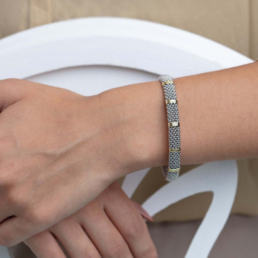 Women Phillip Gavriel | Sterling Silver & 18K Gold Bar Bangle