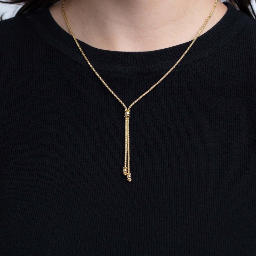 Women Phillip Gavriel | 14K Gold Popcorn Bead Y Necklace