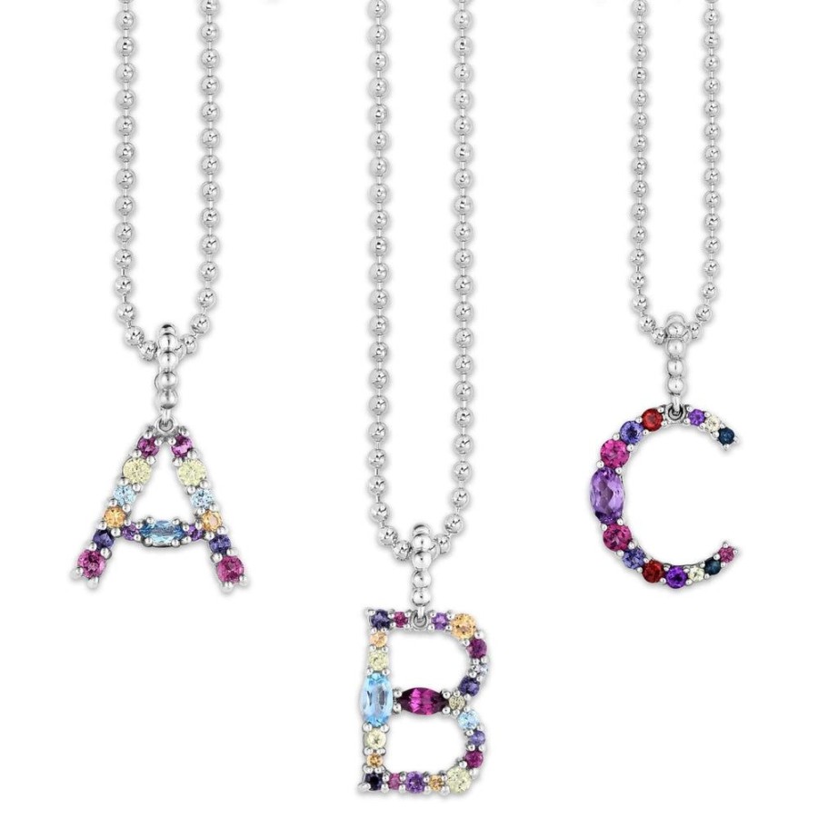 Women Phillip Gavriel | Silver & Multi-Gem Initial Pendant